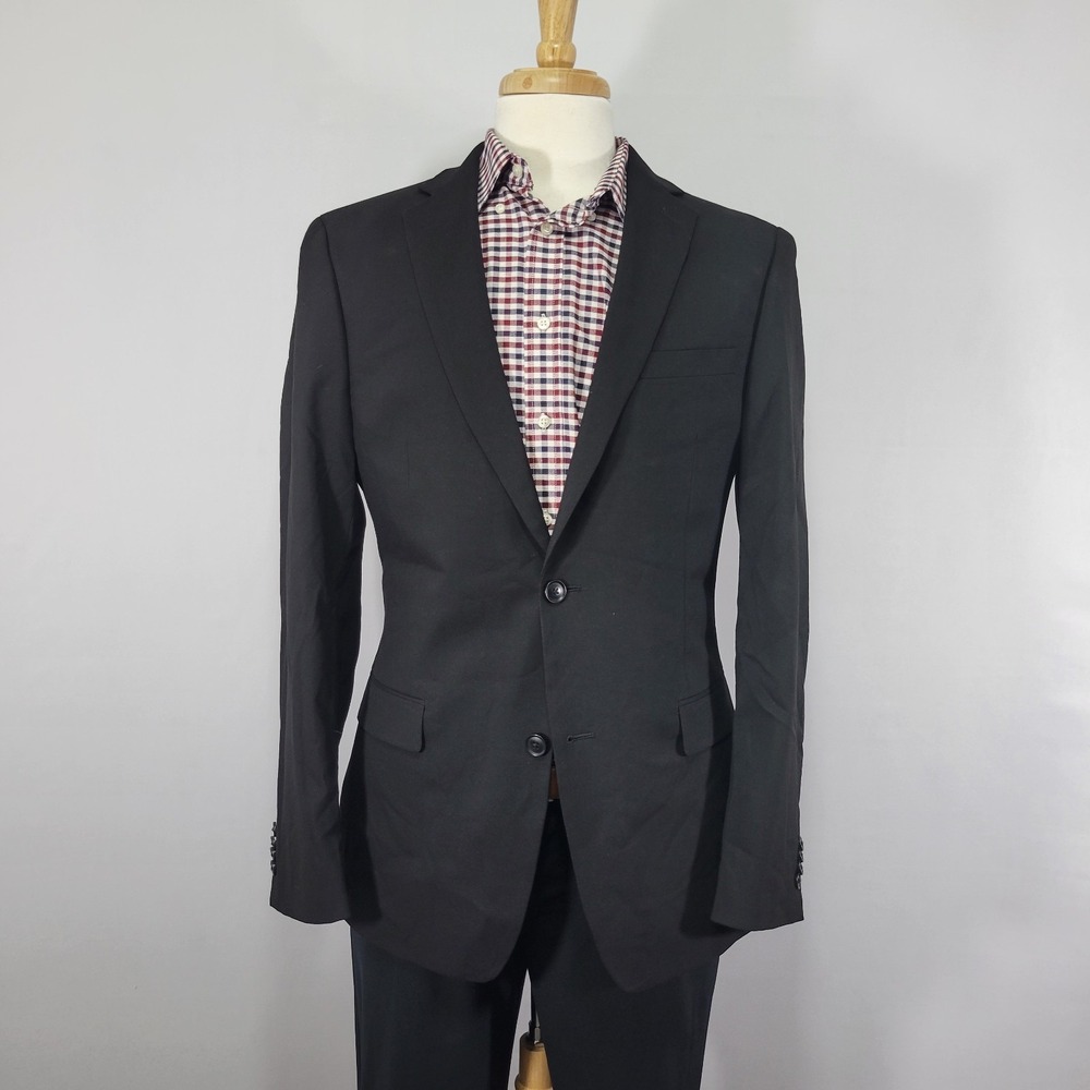 Alfani Men's Sport Coat Blazer Two Button Black Polyester Blend Slim‎ Fit 40L